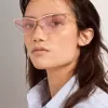 Rame de soare în stil cat-eye cu ramă și lentile roz Rame de soare în stil cat-eye cu ramă și lentile roz