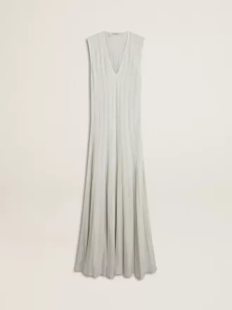 Rochie albastru deschis pentru femei, cu model cu dungi verticale