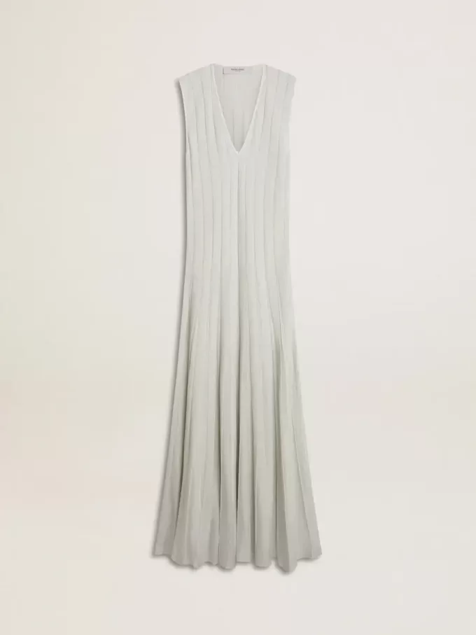 Rochie albastru deschis pentru femei, cu model cu dungi verticale Rochie albastru deschis pentru femei, cu model cu dungi verticale
