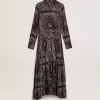 Rochie cămașă gri antracit cu imprimeu paisley Rochie cămașă gri antracit cu imprimeu paisley