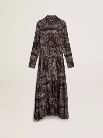 Rochie cămașă gri antracit cu imprimeu paisley