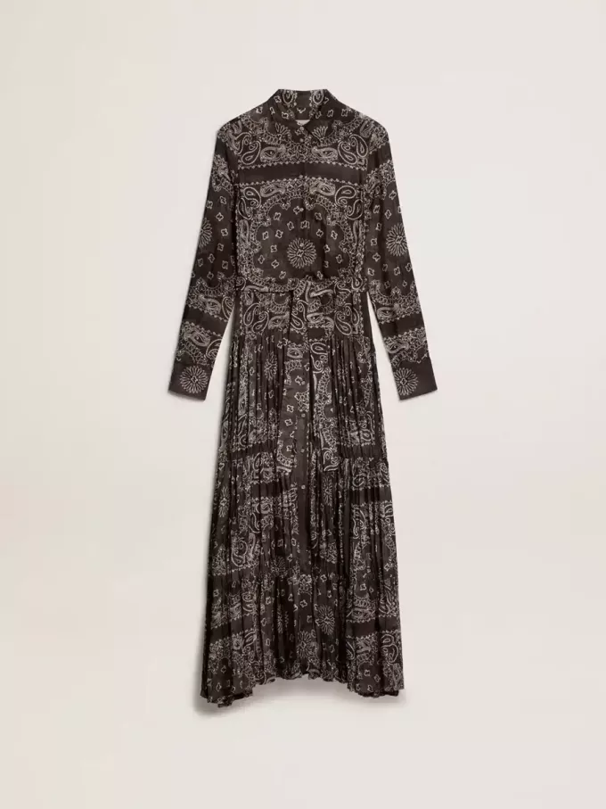 Rochie cămașă gri antracit cu imprimeu paisley Rochie cămașă gri antracit cu imprimeu paisley