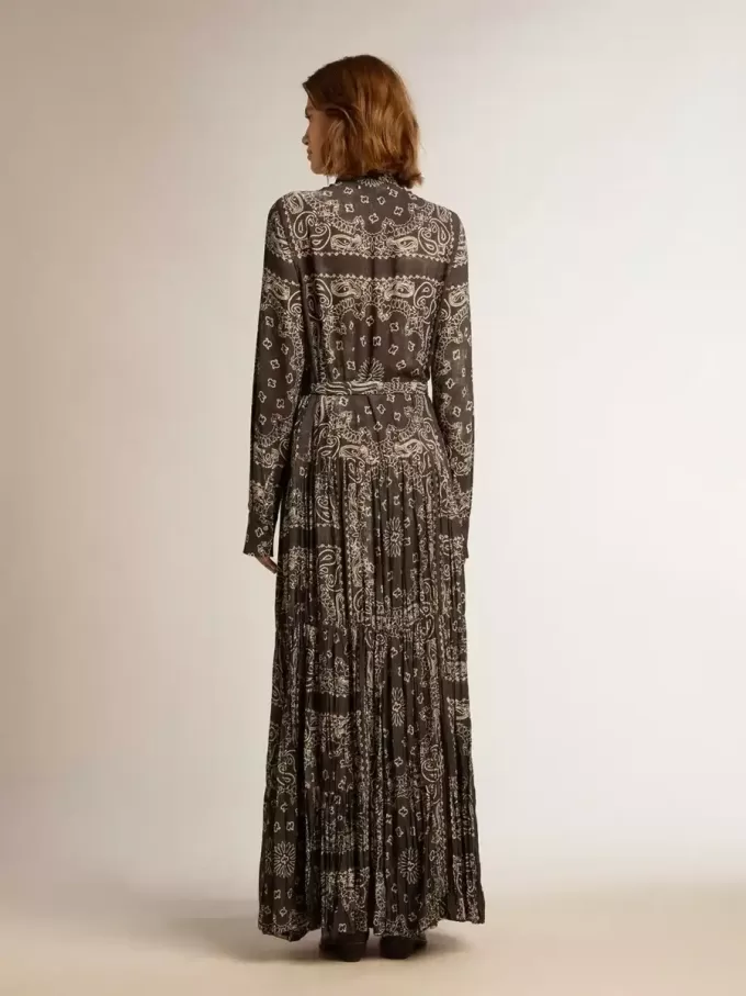 Rochie cămașă gri antracit cu imprimeu paisley Rochie cămașă gri antracit cu imprimeu paisley