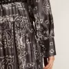 Rochie cămașă gri antracit cu imprimeu paisley Rochie cămașă gri antracit cu imprimeu paisley