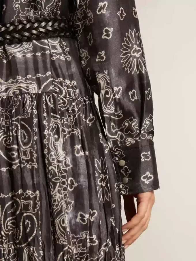 Rochie cămașă gri antracit cu imprimeu paisley Rochie cămașă gri antracit cu imprimeu paisley