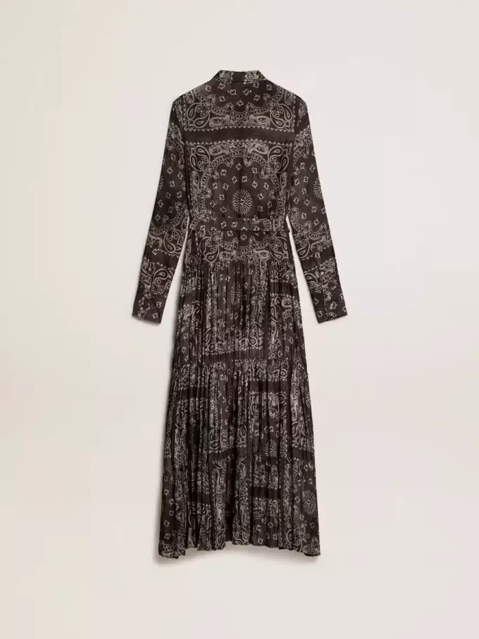 Rochie cămașă gri antracit cu imprimeu paisley Rochie cămașă gri antracit cu imprimeu paisley