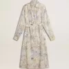 Rochie cămașă pentru femei cu imprimeu floral multicolor cu paiete Rochie cămașă pentru femei cu imprimeu floral multicolor cu paiete