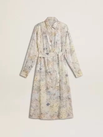 Rochie cămașă pentru femei cu imprimeu floral multicolor cu paiete
