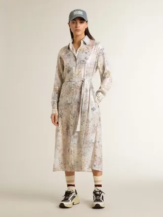 Rochie cămașă pentru femei cu imprimeu floral multicolor cu paiete