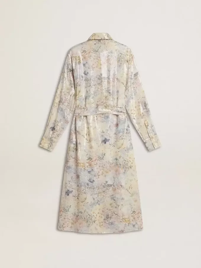 Rochie cămașă pentru femei cu imprimeu floral multicolor cu paiete Rochie cămașă pentru femei cu imprimeu floral multicolor cu paiete