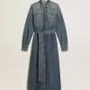 Rochie cămașă pentru femei din denim cu curea Rochie cămașă pentru femei din denim cu curea