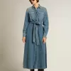 Rochie cămașă pentru femei din denim cu curea Rochie cămașă pentru femei din denim cu curea