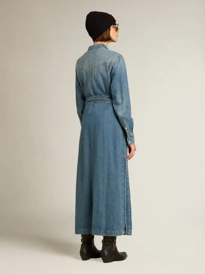 Rochie cămașă pentru femei din denim cu curea Rochie cămașă pentru femei din denim cu curea