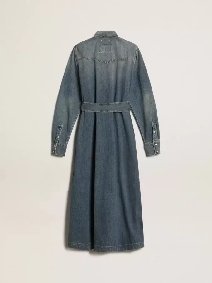 Rochie cămașă pentru femei din denim cu curea Rochie cămașă pentru femei din denim cu curea