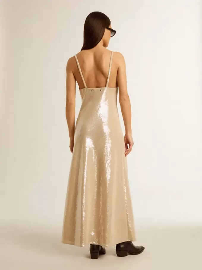 Rochie de dormit cu paiete de culoarea pergamentului
