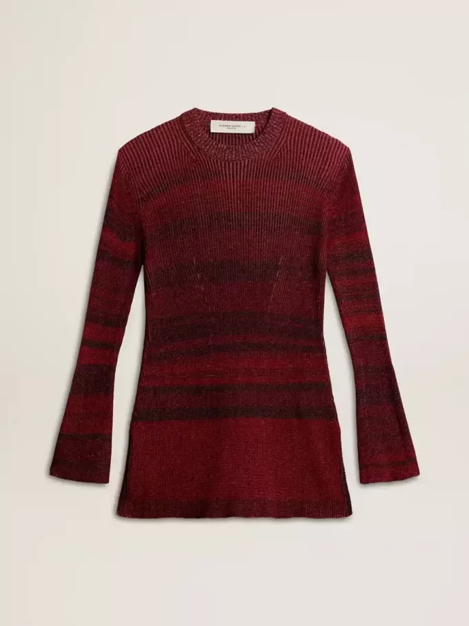 Rochie din bumbac cu dungi neregulate