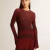 Rochie din bumbac cu dungi neregulate