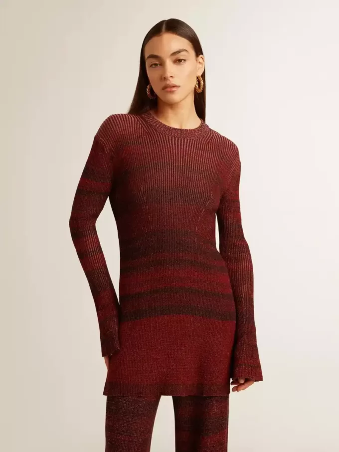 Rochie din bumbac cu dungi neregulate