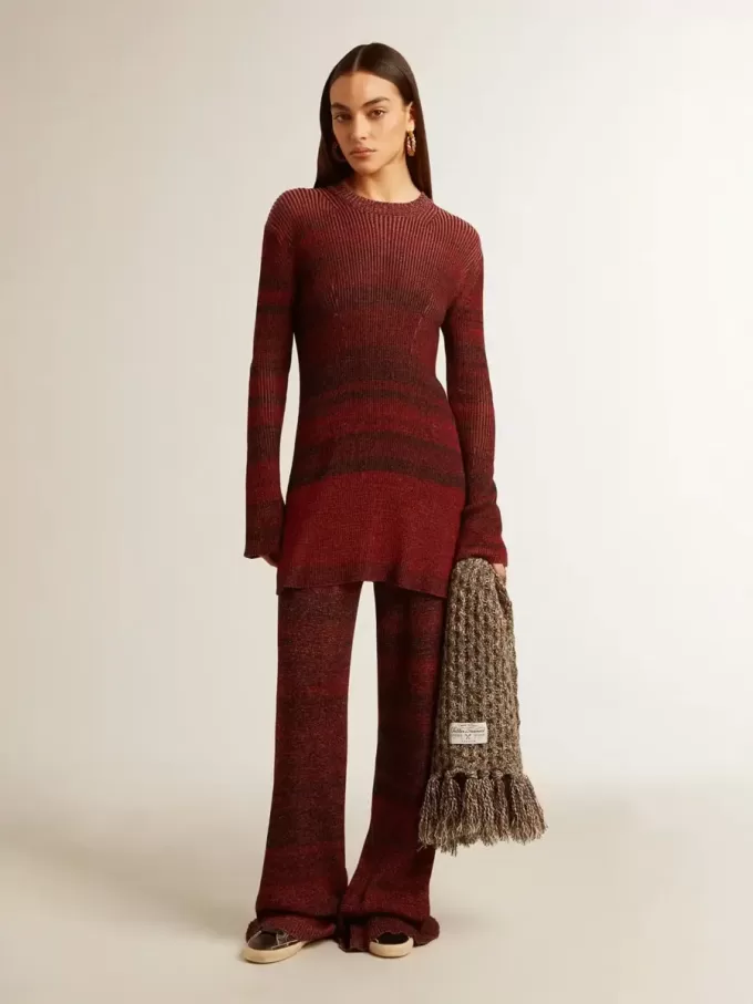 Rochie din bumbac cu dungi neregulate