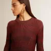 Rochie din bumbac cu dungi neregulate