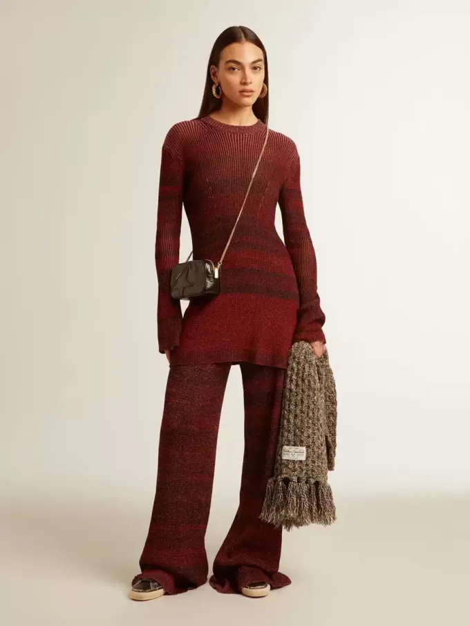 Rochie din bumbac cu dungi neregulate