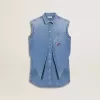 Rochie din denim pentru fete, cu nod în față și broderie
