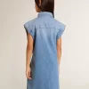 Rochie din denim pentru fete, cu nod în față și broderie