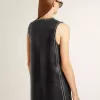 Rochie din piele nappa neagră pentru femei, cu ținte