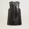 Rochie din piele nappa neagră pentru femei, cu ținte