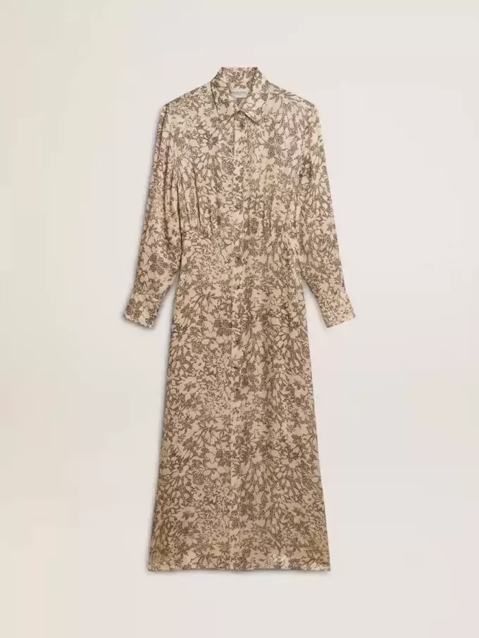 Rochie midi din amestec de mătase pentru femei, cu imprimeu floral Rochie midi din amestec de mătase pentru femei, cu imprimeu floral