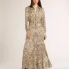 Rochie midi din amestec de mătase pentru femei, cu imprimeu floral Rochie midi din amestec de mătase pentru femei, cu imprimeu floral