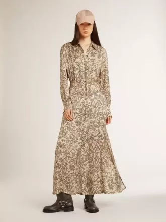 Rochie midi din amestec de mătase pentru femei, cu imprimeu floral Rochie midi din amestec de mătase pentru femei, cu imprimeu floral
