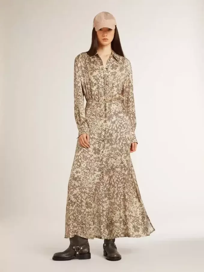 Rochie midi din amestec de mătase pentru femei, cu imprimeu floral Rochie midi din amestec de mătase pentru femei, cu imprimeu floral