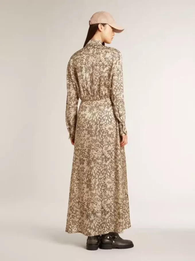 Rochie midi din amestec de mătase pentru femei, cu imprimeu floral Rochie midi din amestec de mătase pentru femei, cu imprimeu floral