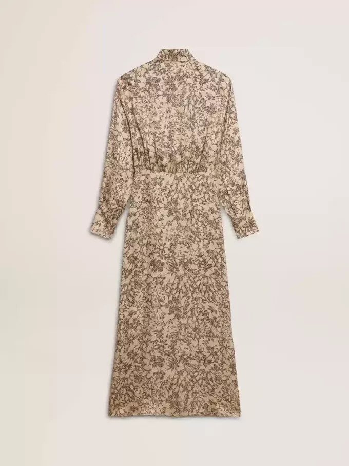 Rochie midi din amestec de mătase pentru femei, cu imprimeu floral Rochie midi din amestec de mătase pentru femei, cu imprimeu floral