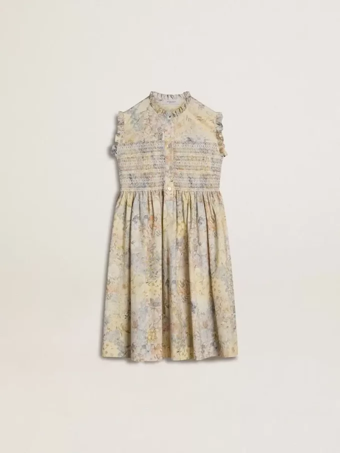 Rochie midi din bumbac pentru fete, cu imprimeu floral multicolor