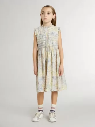 Rochie midi din bumbac pentru fete, cu imprimeu floral multicolor