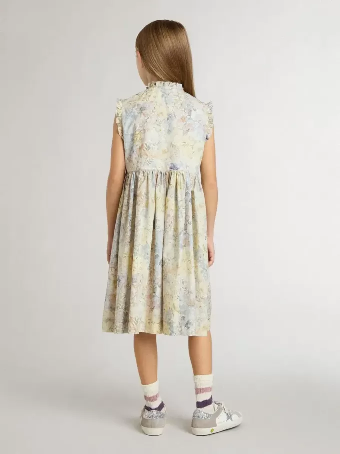 Rochie midi din bumbac pentru fete, cu imprimeu floral multicolor