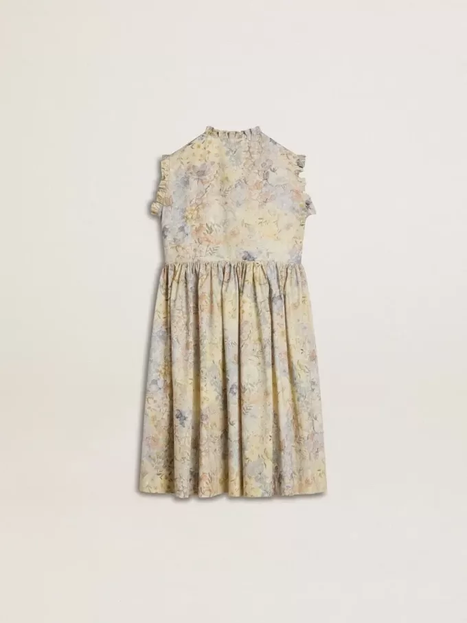 Rochie midi din bumbac pentru fete, cu imprimeu floral multicolor