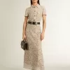 Rochie midi pentru femei din dantelă transparentă de culoare crem Rochie midi pentru femei din dantelă transparentă de culoare crem