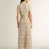 Rochie midi pentru femei din dantelă transparentă de culoare crem Rochie midi pentru femei din dantelă transparentă de culoare crem