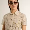 Rochie midi pentru femei din dantelă transparentă de culoare crem Rochie midi pentru femei din dantelă transparentă de culoare crem