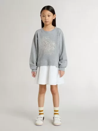 Rochie mini gri și albă pentru fete