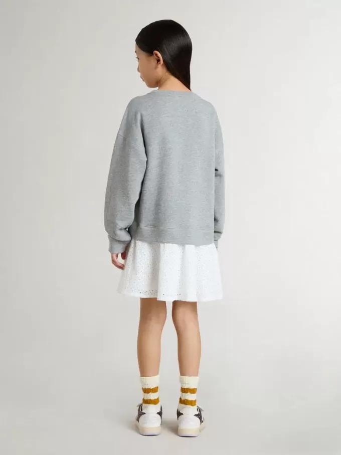 Rochie mini gri și albă pentru fete