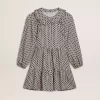 Rochie pentru fete cu imprimeu geometric și guler detașabil