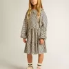 Rochie pentru fete cu imprimeu geometric și guler detașabil