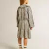 Rochie pentru fete cu imprimeu geometric și guler detașabil