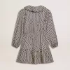 Rochie pentru fete cu imprimeu geometric și guler detașabil