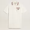 Rochie polo Oasis pentru femei din jersey perforat alb cu dungi burgund Rochie polo Oasis pentru femei din jersey perforat alb cu dungi burgund