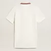 Rochie polo Oasis pentru femei din jersey perforat alb cu dungi burgund Rochie polo Oasis pentru femei din jersey perforat alb cu dungi burgund